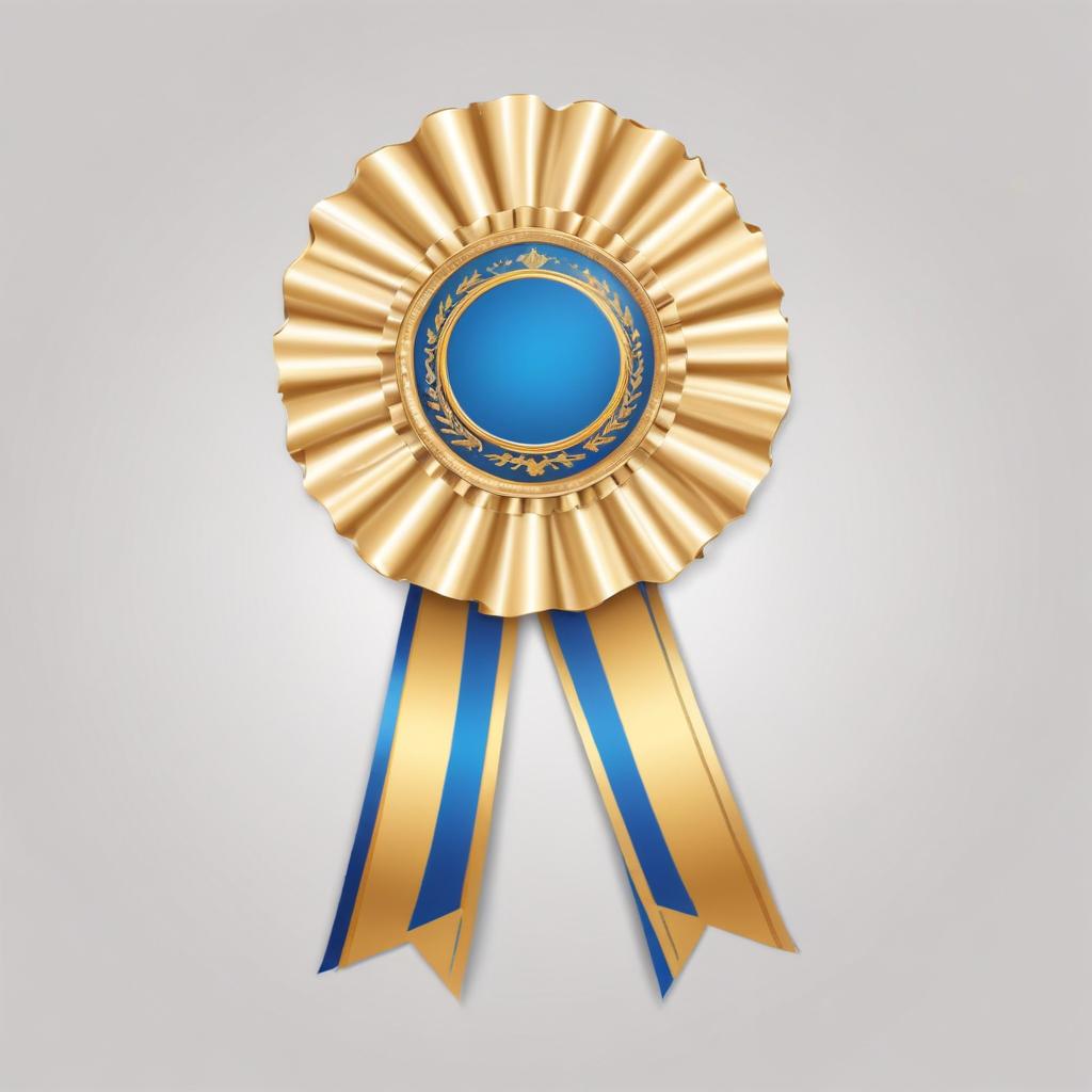 A gold and blue ribbon is awarded for excellence A gold and blue ribbon is awarded for excellence