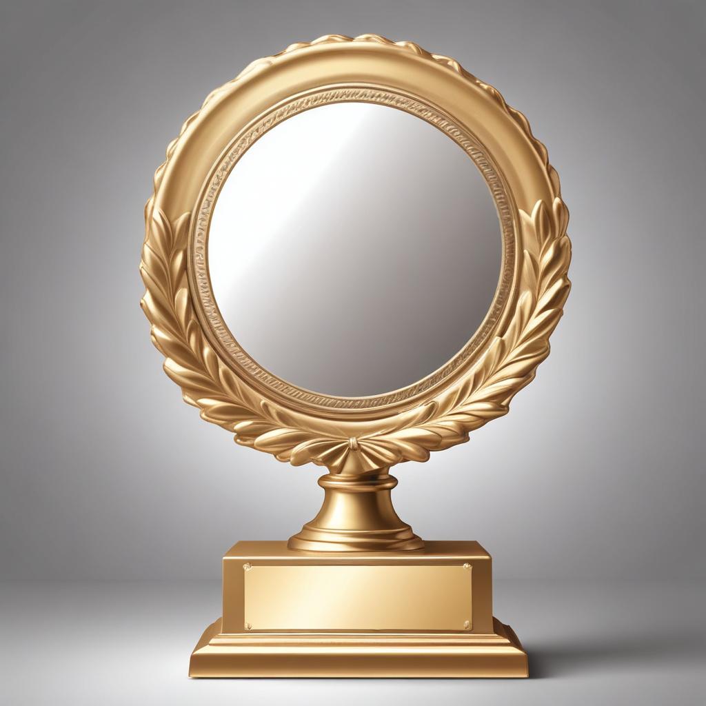 A gold trophy with a laurel wreath sits on a gray background A gold trophy with a laurel wreath sits on a gray background