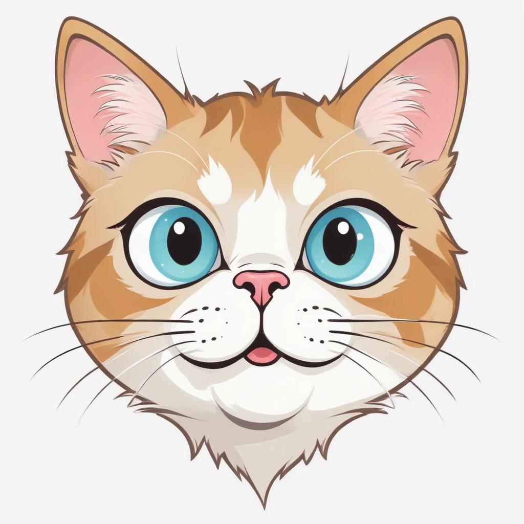 A cartoon cat with big blue eyes and a friendly smile A cartoon cat with big blue eyes and a friendly smile