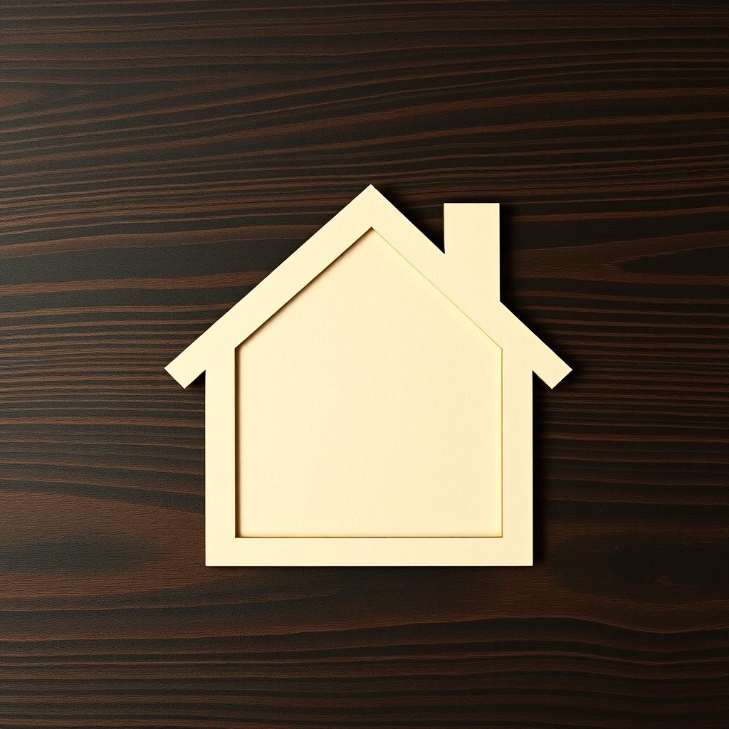 A white house cutout on a wooden surface A white house cutout on a wooden surface