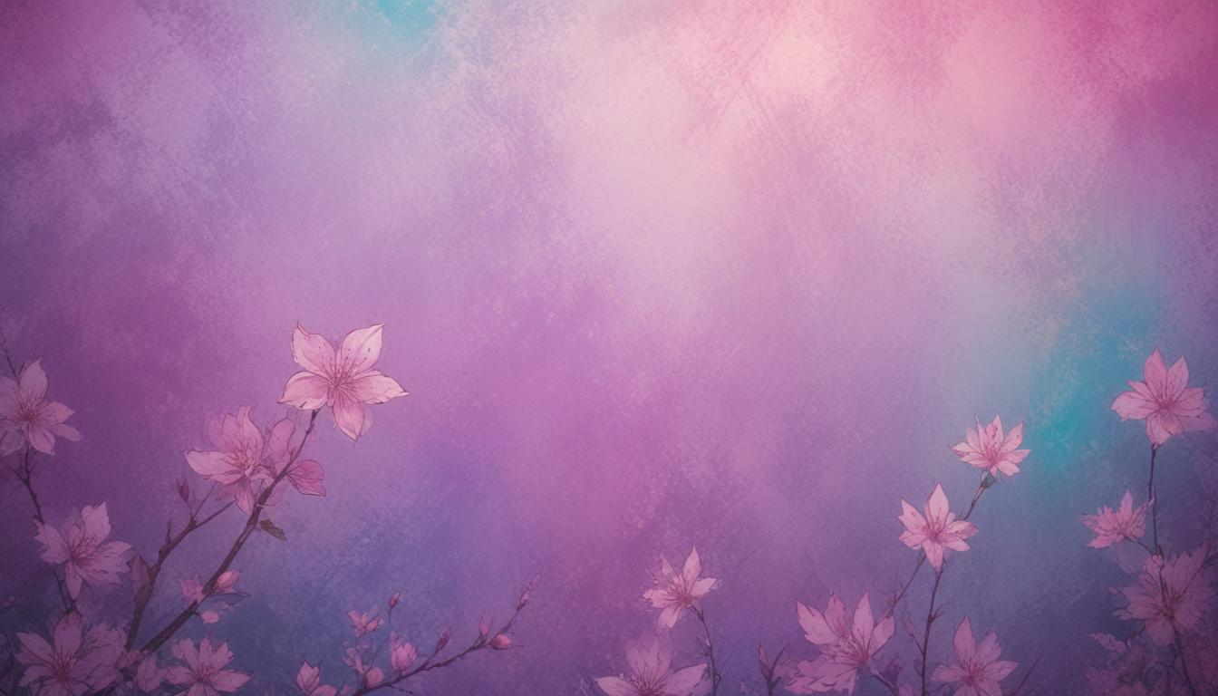 Pink flowers bloom against a purple sky Pink flowers bloom against a purple sky