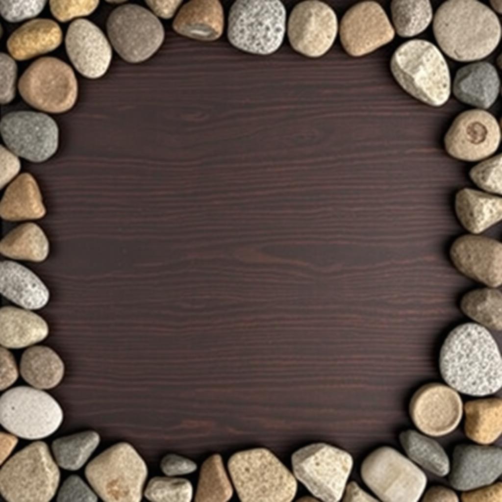 Stones form a frame on wood Stones form a frame on wood