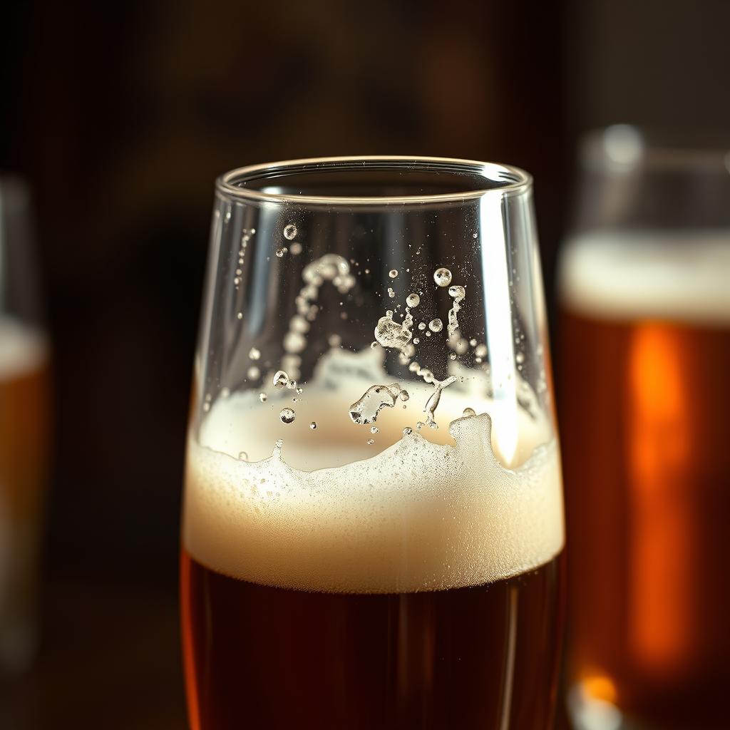 A glass of beer with a head of foam A glass of beer with a head of foam