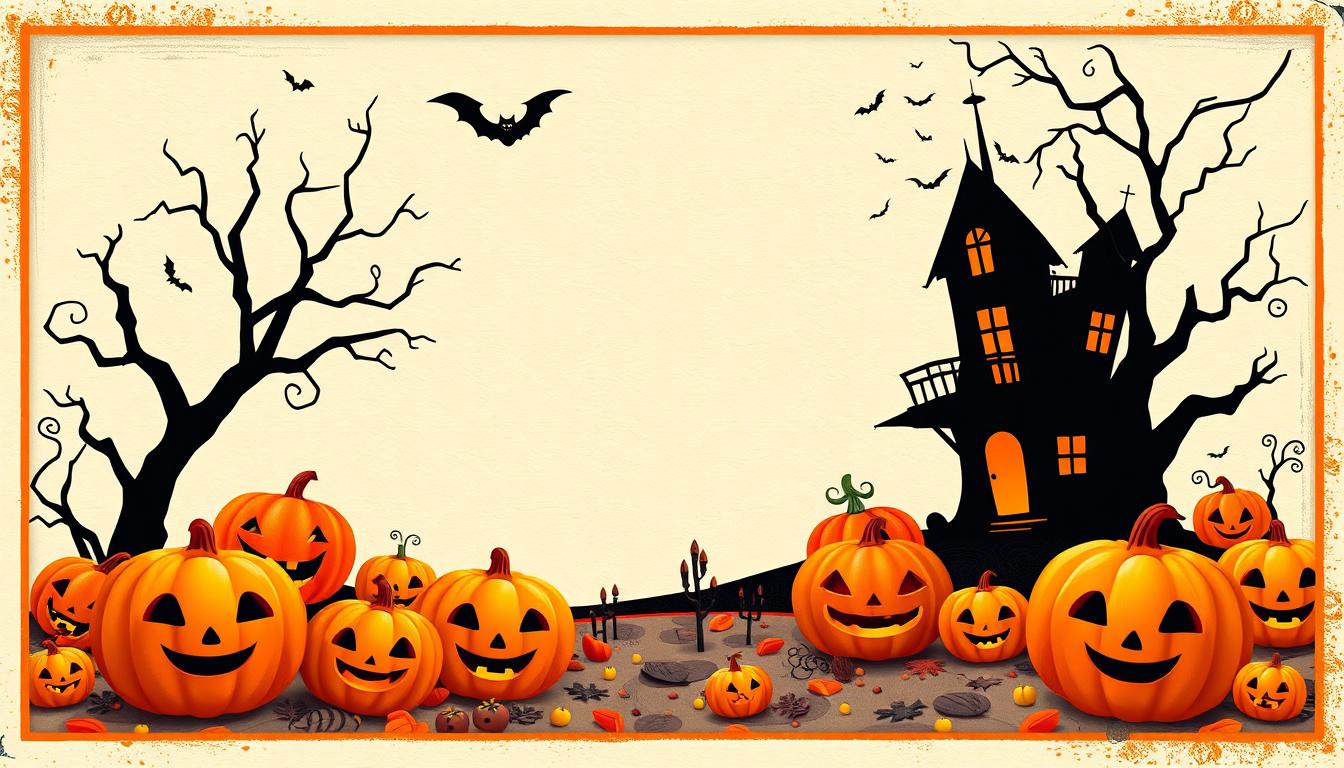 Pumpkins and a haunted house are ready for halloween Pumpkins and a haunted house are ready for halloween