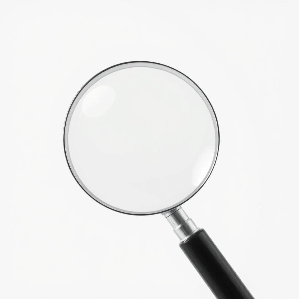 A magnifying glass rests on a white surface A magnifying glass rests on a white surface
