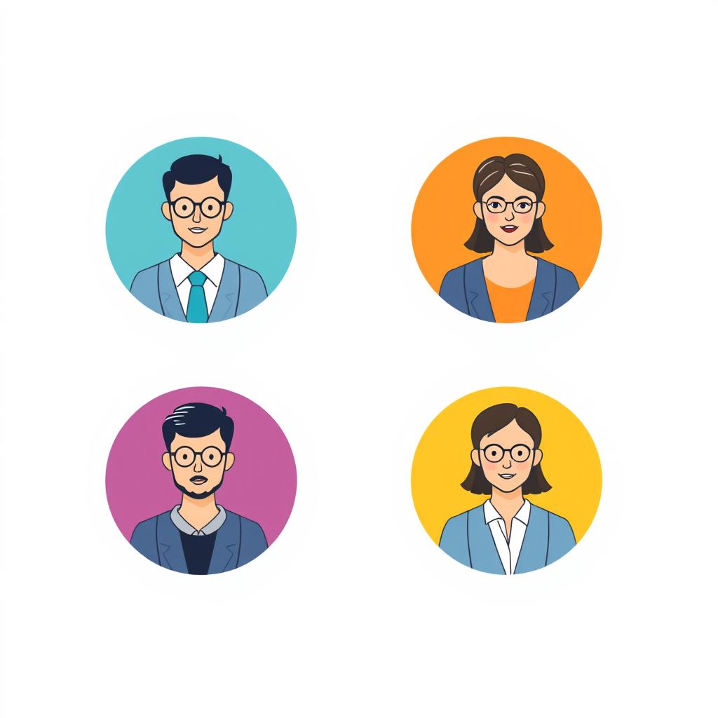 Four businesspeople are smiling in their profile pictures Four businesspeople are smiling in their profile pictures