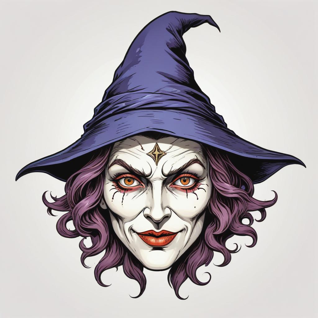 A witch smiles with a star on her forehead A witch smiles with a star on her forehead