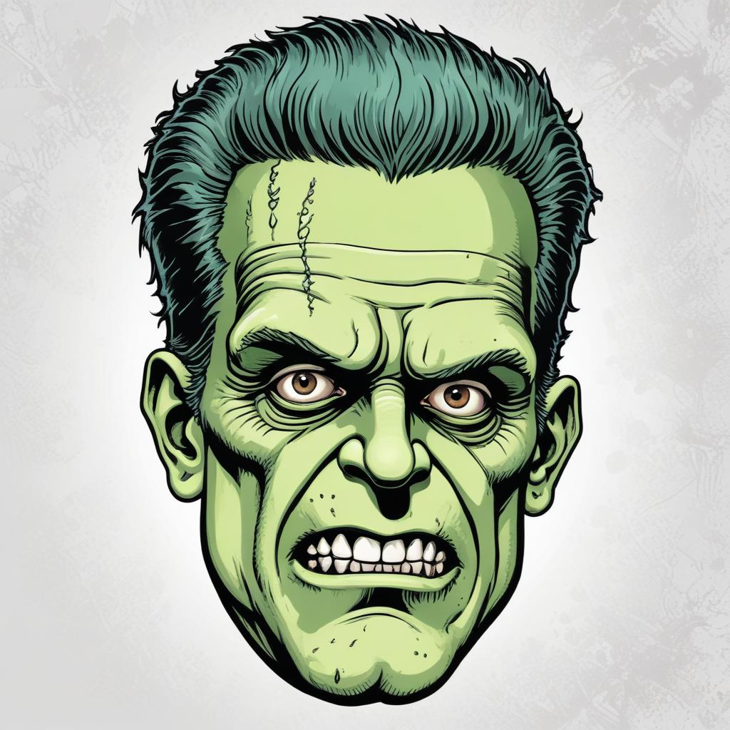 A green monster's face stares angrily A green monster's face stares angrily