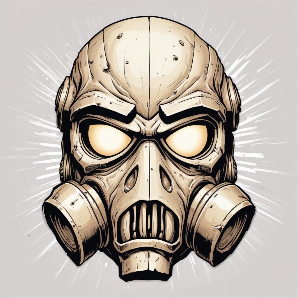 A menacing, futuristic gas mask with glowing eyes A menacing, futuristic gas mask with glowing eyes