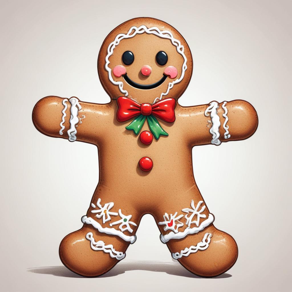 A smiling gingerbread man stands with his arms outstretched A smiling gingerbread man stands with his arms outstretched