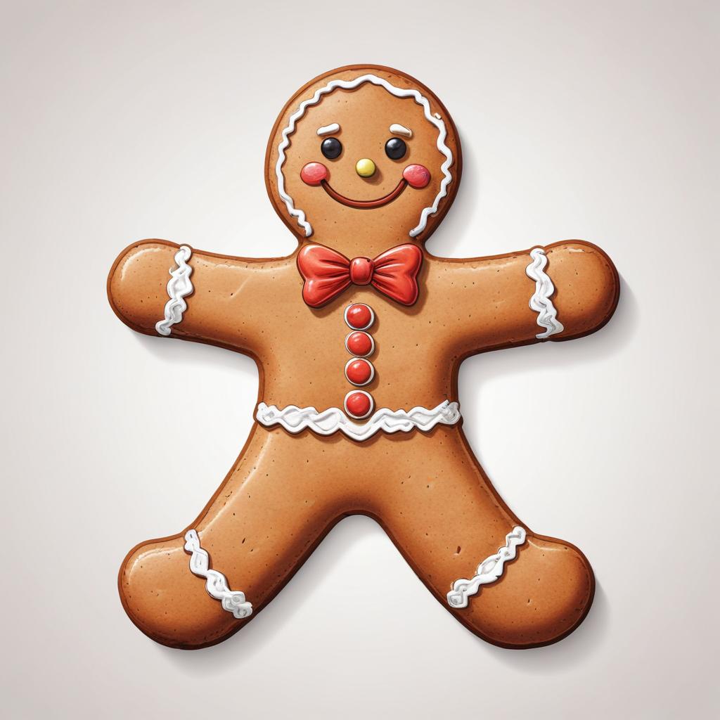 A gingerbread man smiles on a white background A gingerbread man smiles on a white background