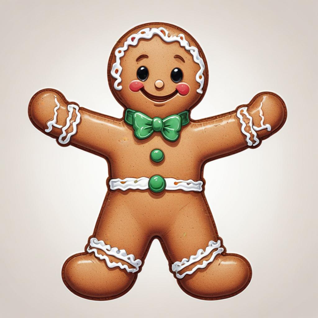 A gingerbread man smiles with his arms outstretched A gingerbread man smiles with his arms outstretched