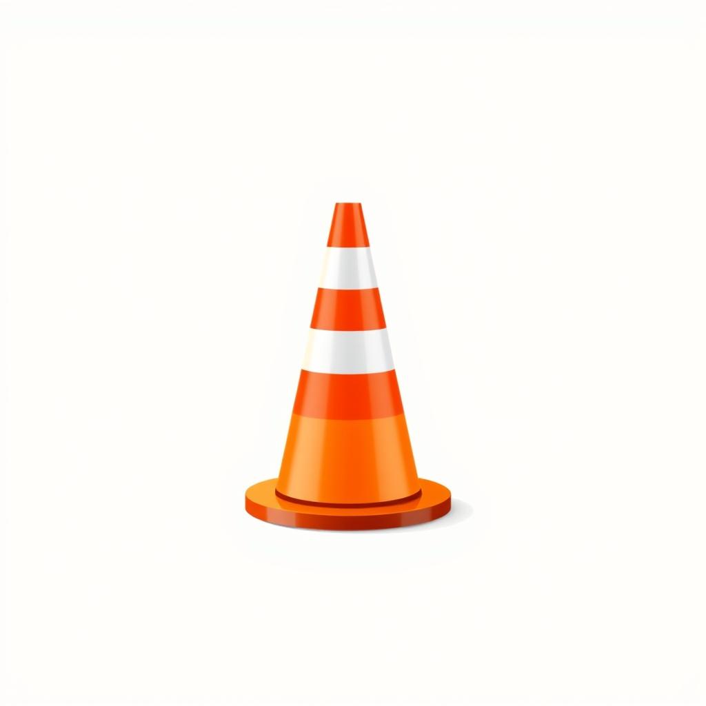 A single orange traffic cone sits on a white background A single orange traffic cone sits on a white background