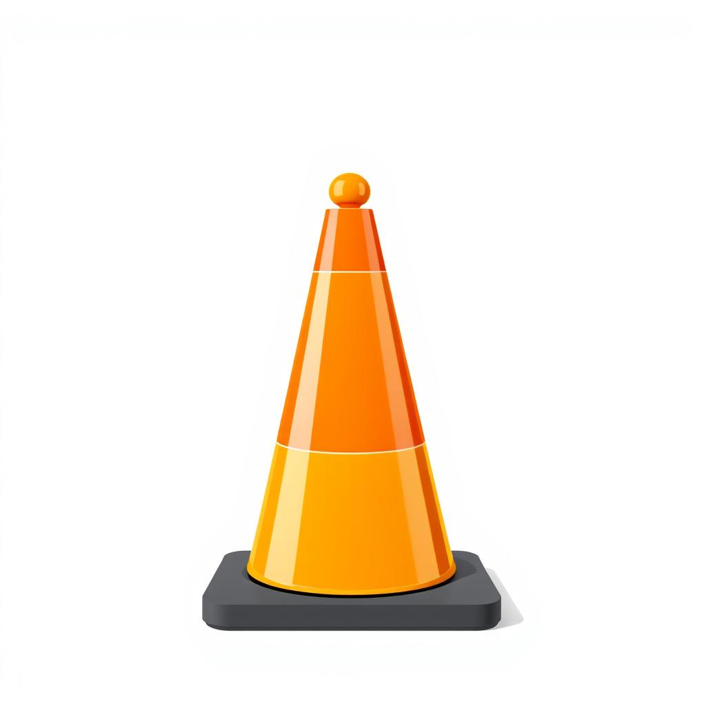 An orange traffic cone on a white background An orange traffic cone on a white background