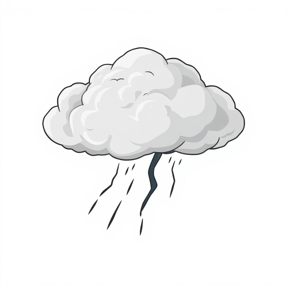 A cartoon storm cloud with lightning strikes A cartoon storm cloud with lightning strikes