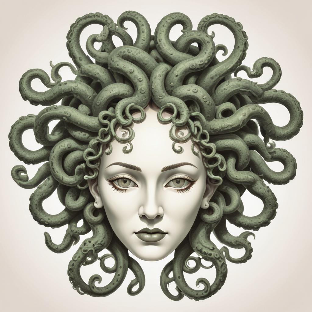 A detailed illustration of medusa's face A detailed illustration of medusa's face