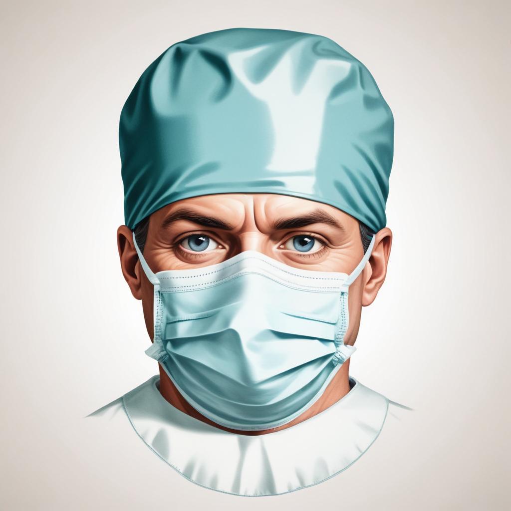A surgeon looks intently at the camera A surgeon looks intently at the camera