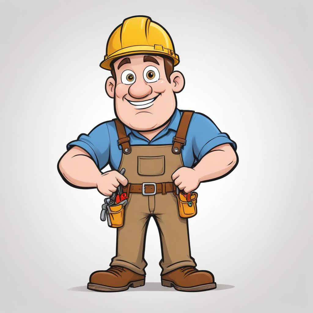 A happy construction worker stands with tools A happy construction worker stands with tools