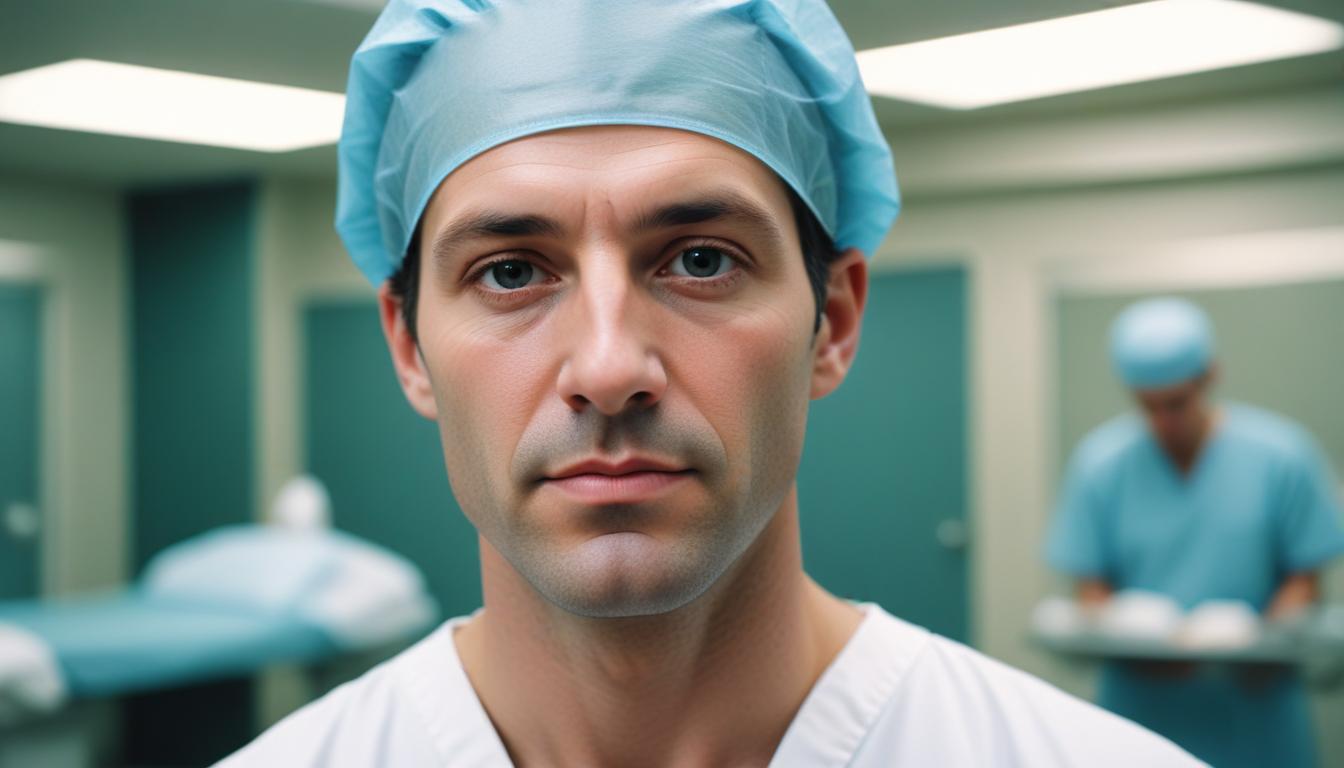 A surgeon stands in an operating room A surgeon stands in an operating room