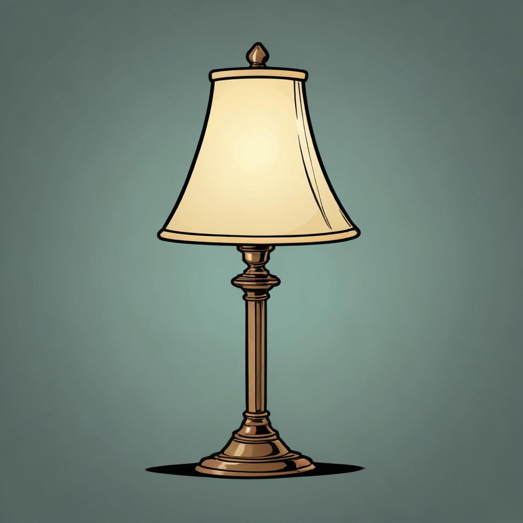 A brass table lamp sits on a blue background A brass table lamp sits on a blue background