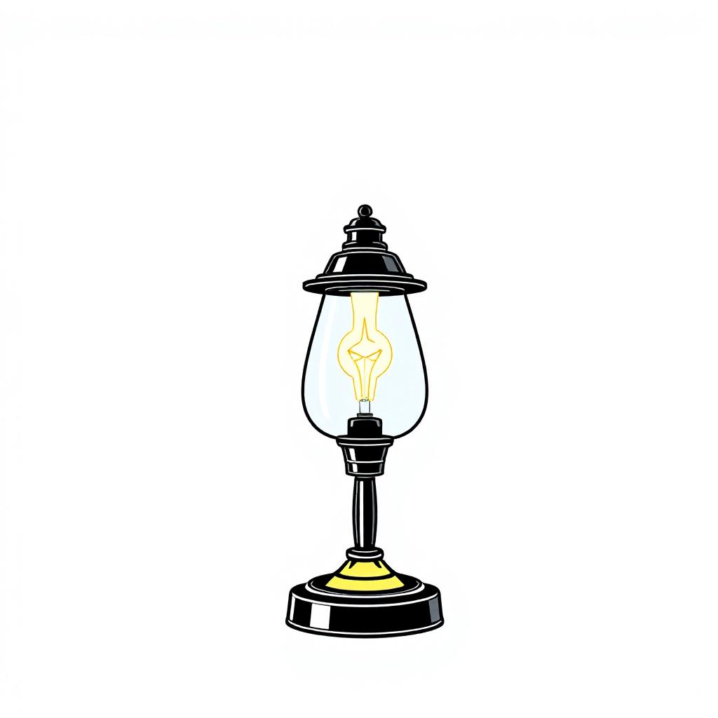 Black lamp with glass shade on white background Black lamp with glass shade on white background