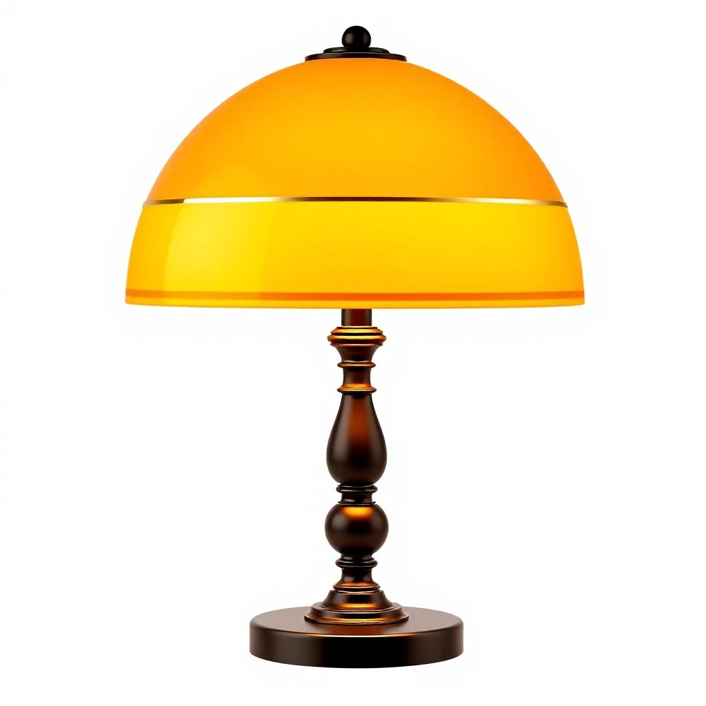 A classic table lamp with a yellow shade A classic table lamp with a yellow shade