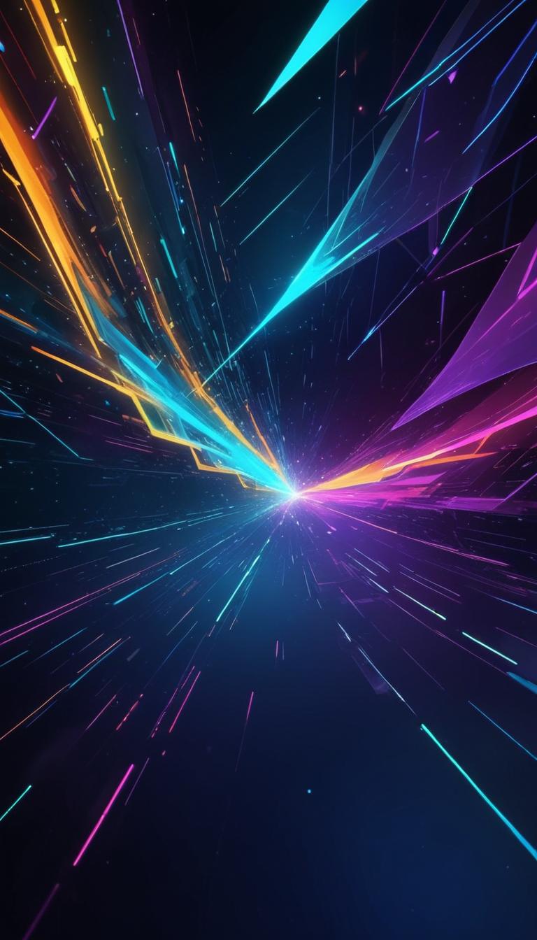 Neon lights streak across a dark background Neon lights streak across a dark background