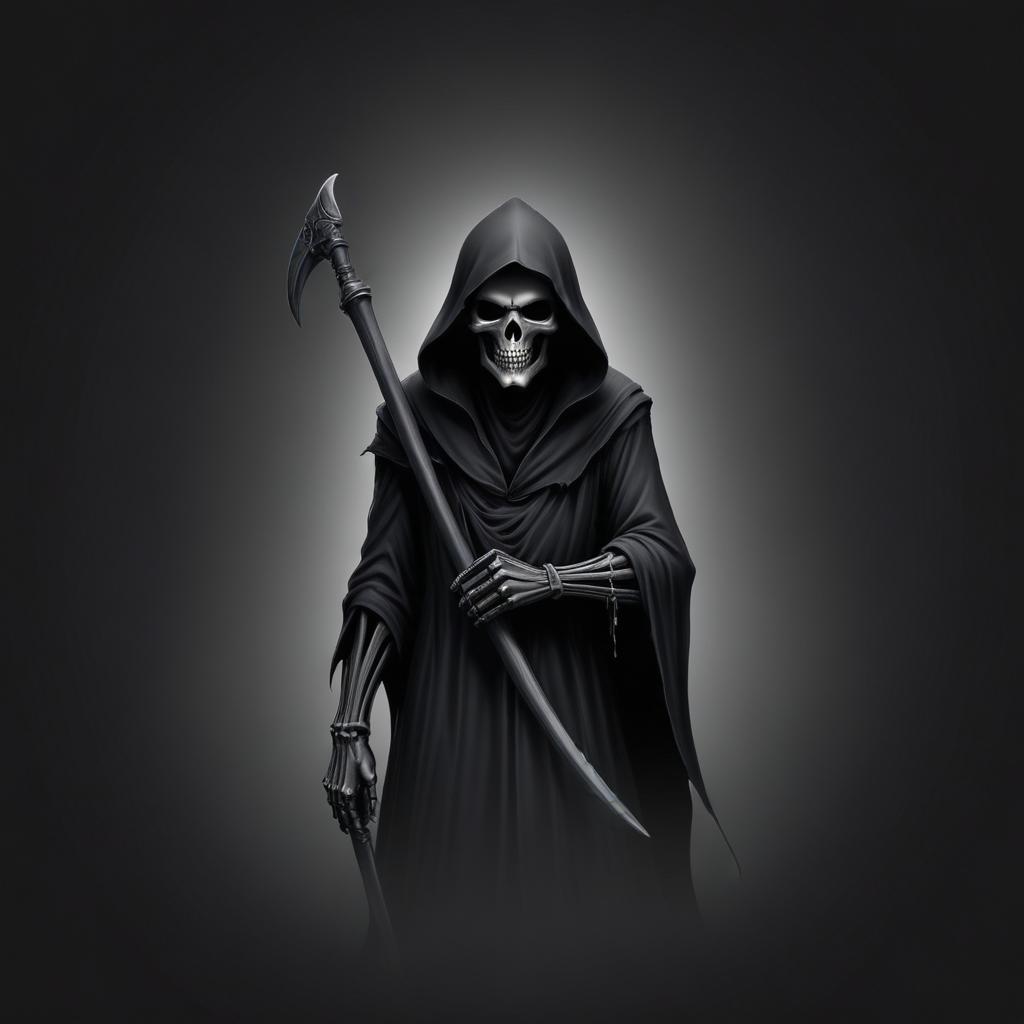 The grim reaper stands against a dark background The grim reaper stands against a dark background