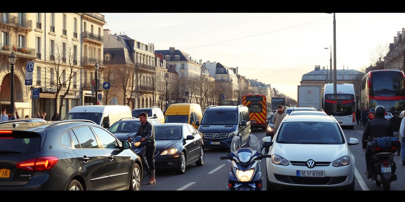 Traffic in paris during the day Traffic in paris during the day