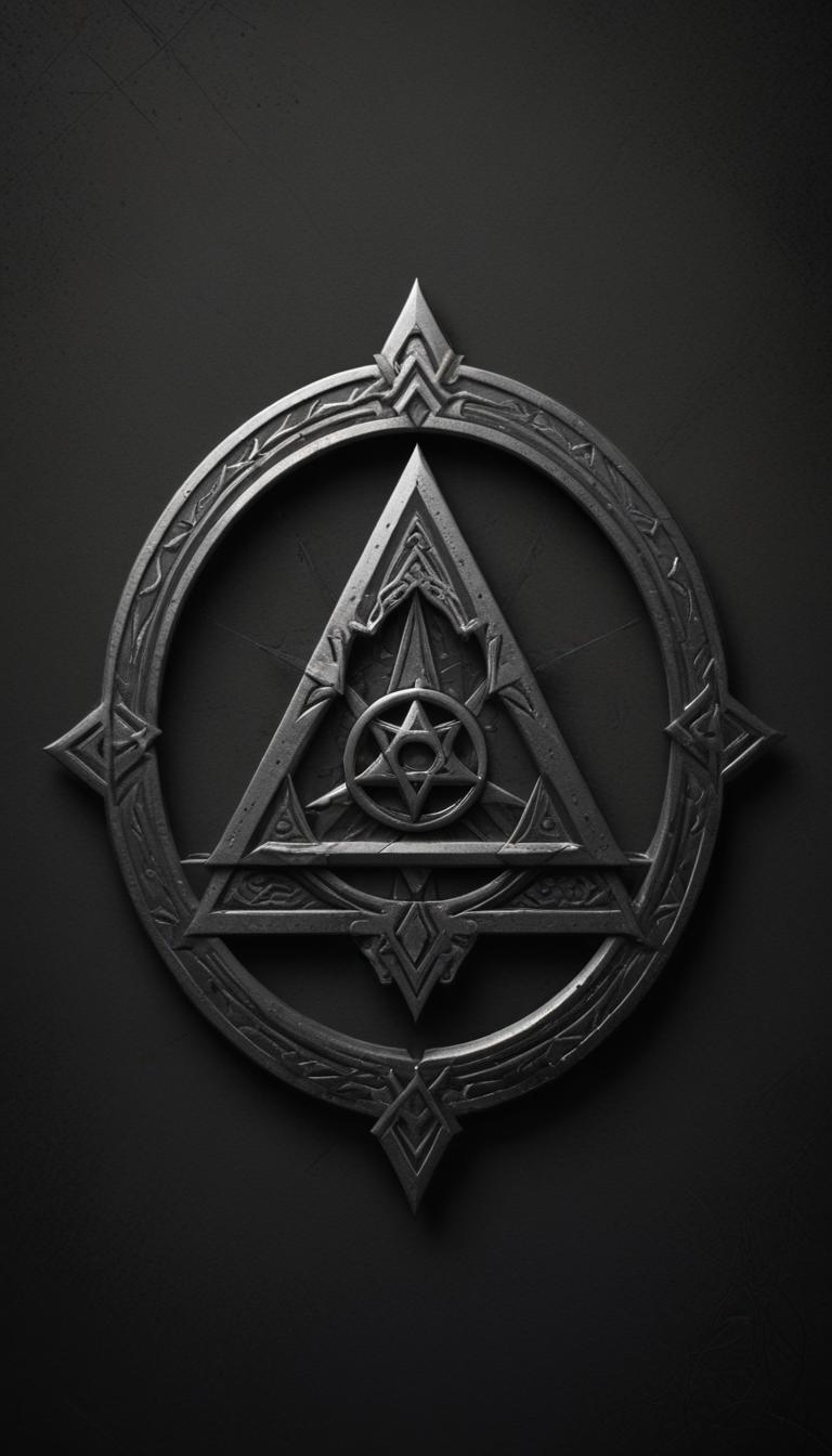 Metal triangle and star on black background Metal triangle and star on black background