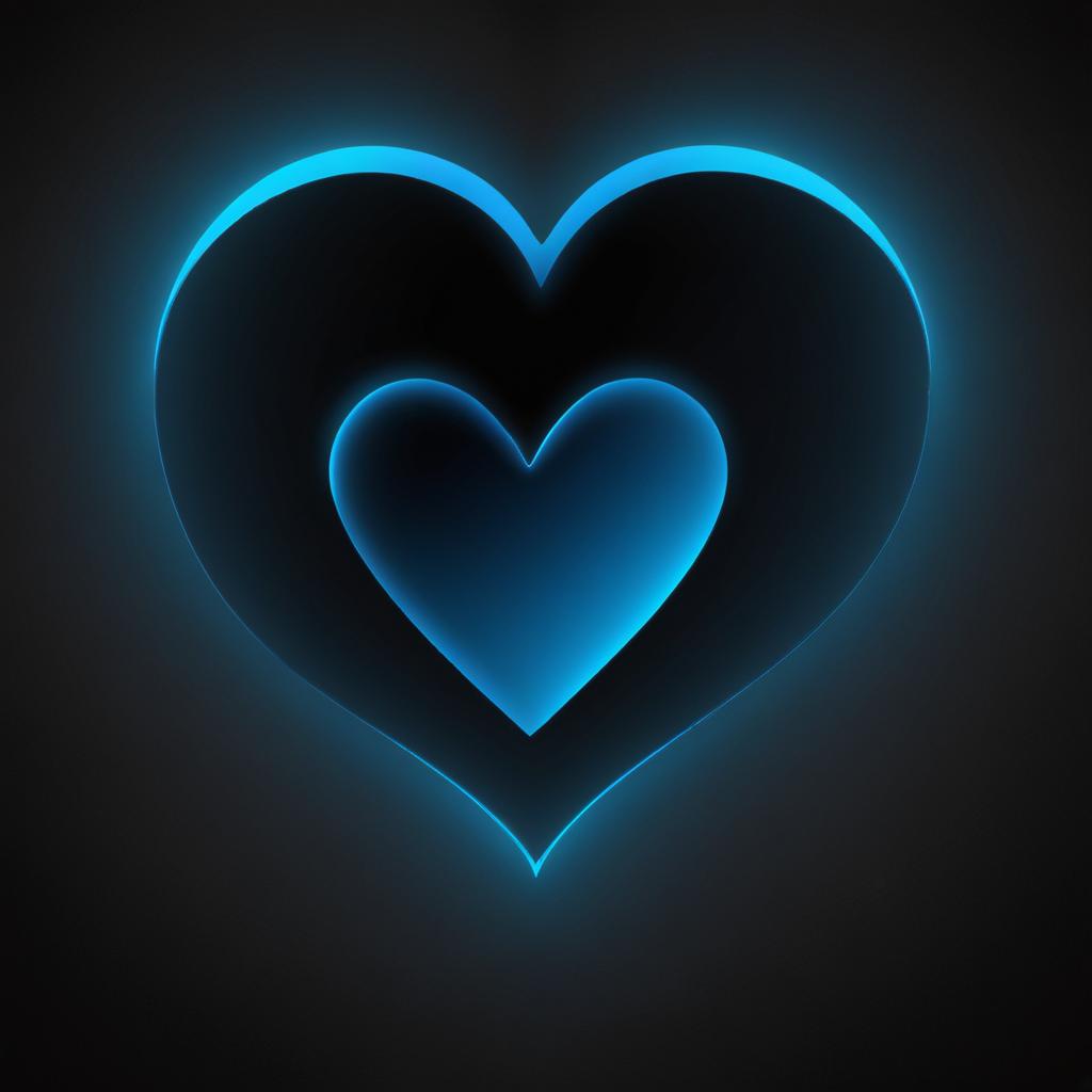 A blue heart glows against a dark background A blue heart glows against a dark background