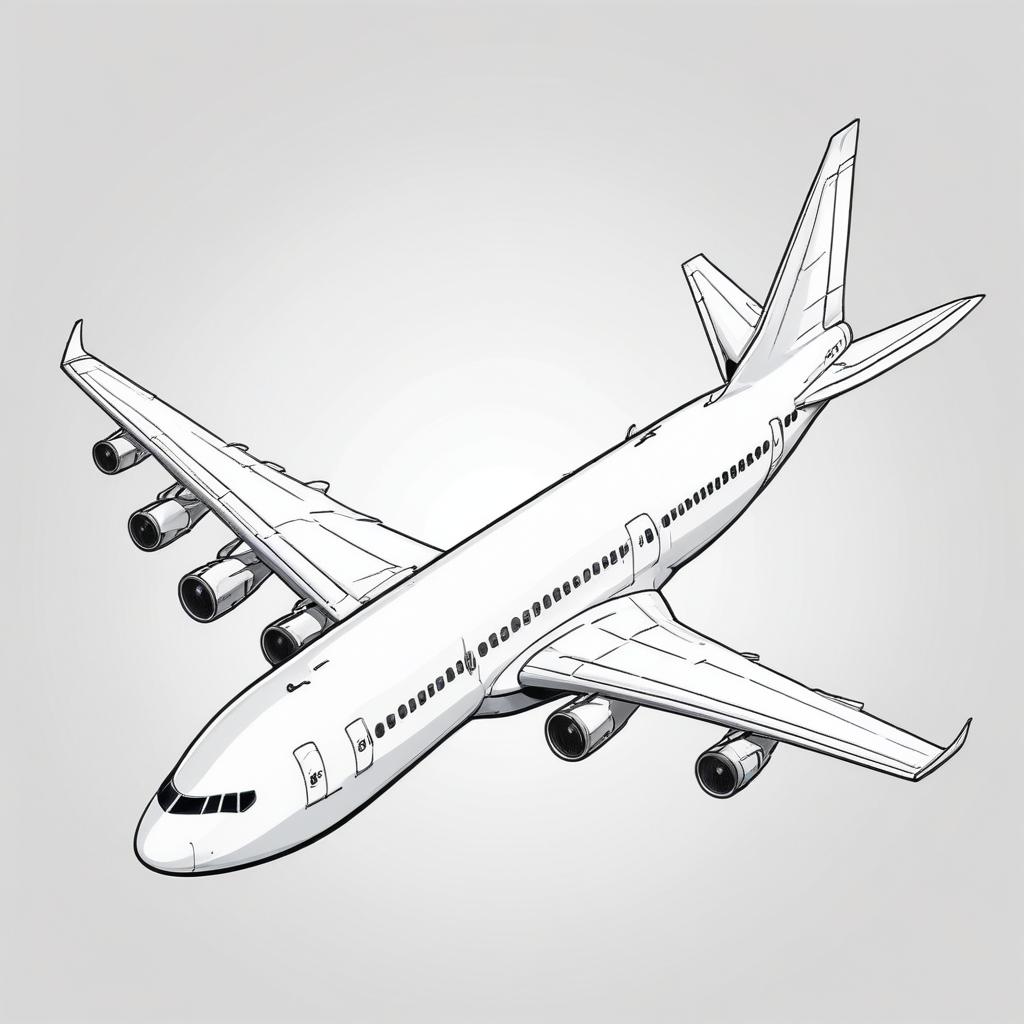 A detailed drawing of a large airplane in flight A detailed drawing of a large airplane in flight