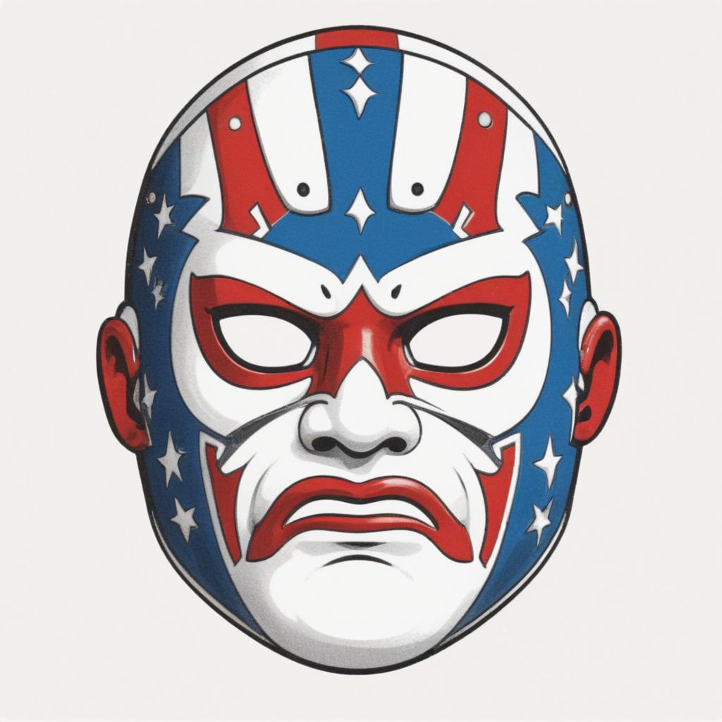 A red, white, and blue wrestling mask A red, white, and blue wrestling mask