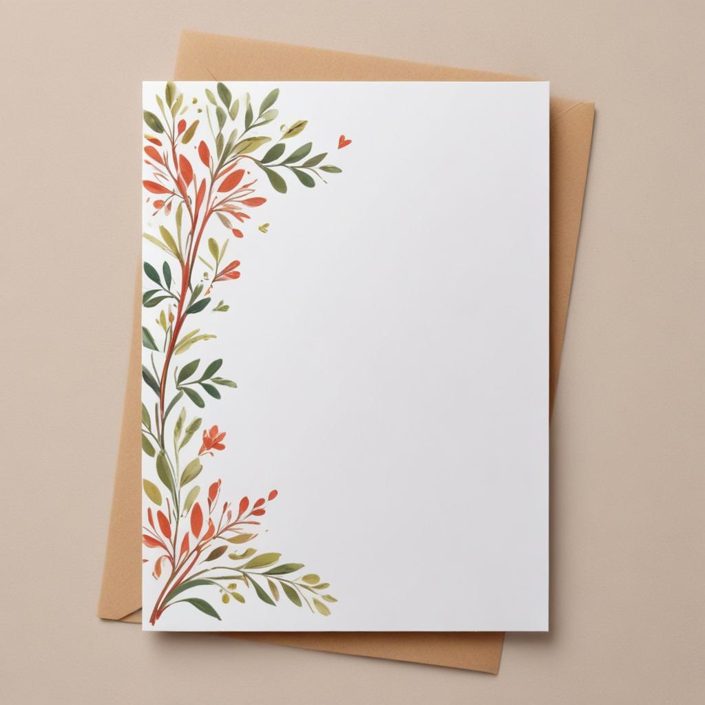 A white card with a floral design A white card with a floral design