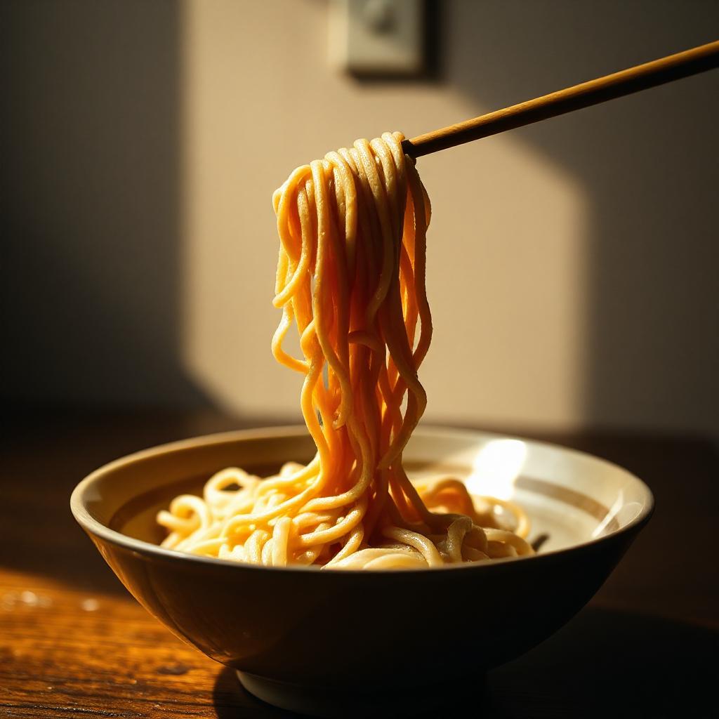 Noodles being lifted from a bowl with chopsticks Noodles being lifted from a bowl with chopsticks