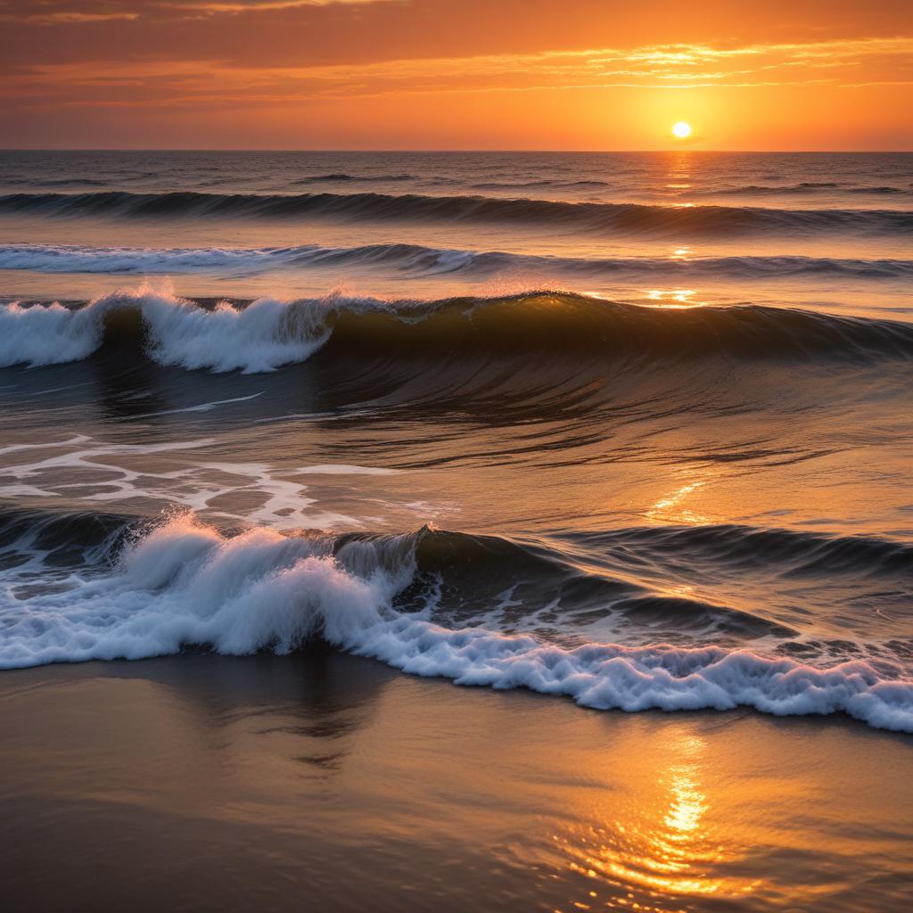 Waves crash on the shore during a beautiful sunrise Waves crash on the shore during a beautiful sunrise