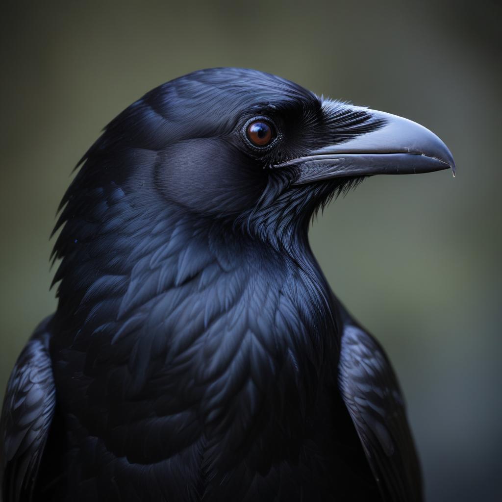 A black raven perches in the forest A black raven perches in the forest