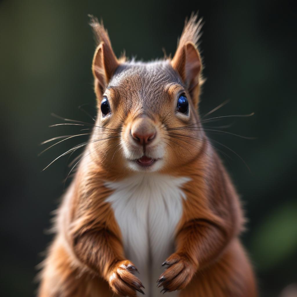 A red squirrel stares intently at the camera A red squirrel stares intently at the camera