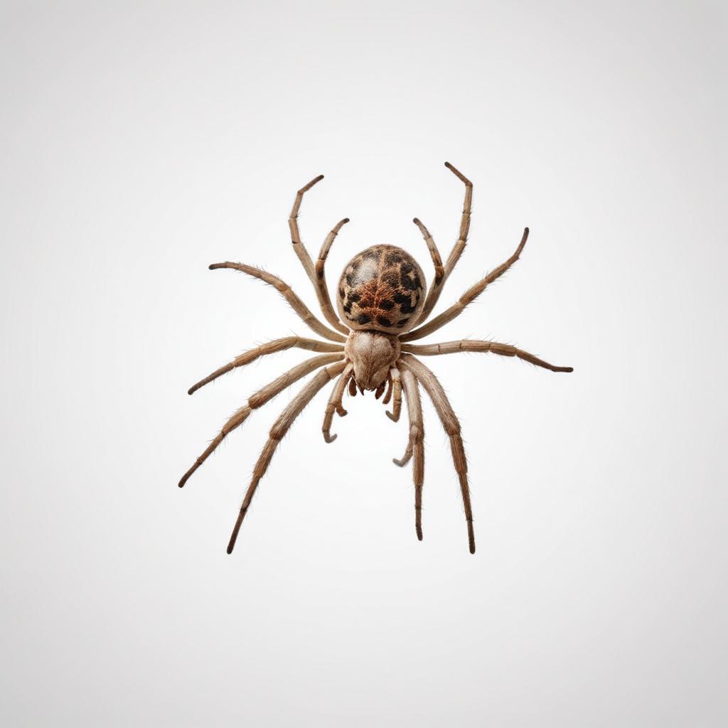 Brown eight-legged spider on a white background Brown eight-legged spider on a white background