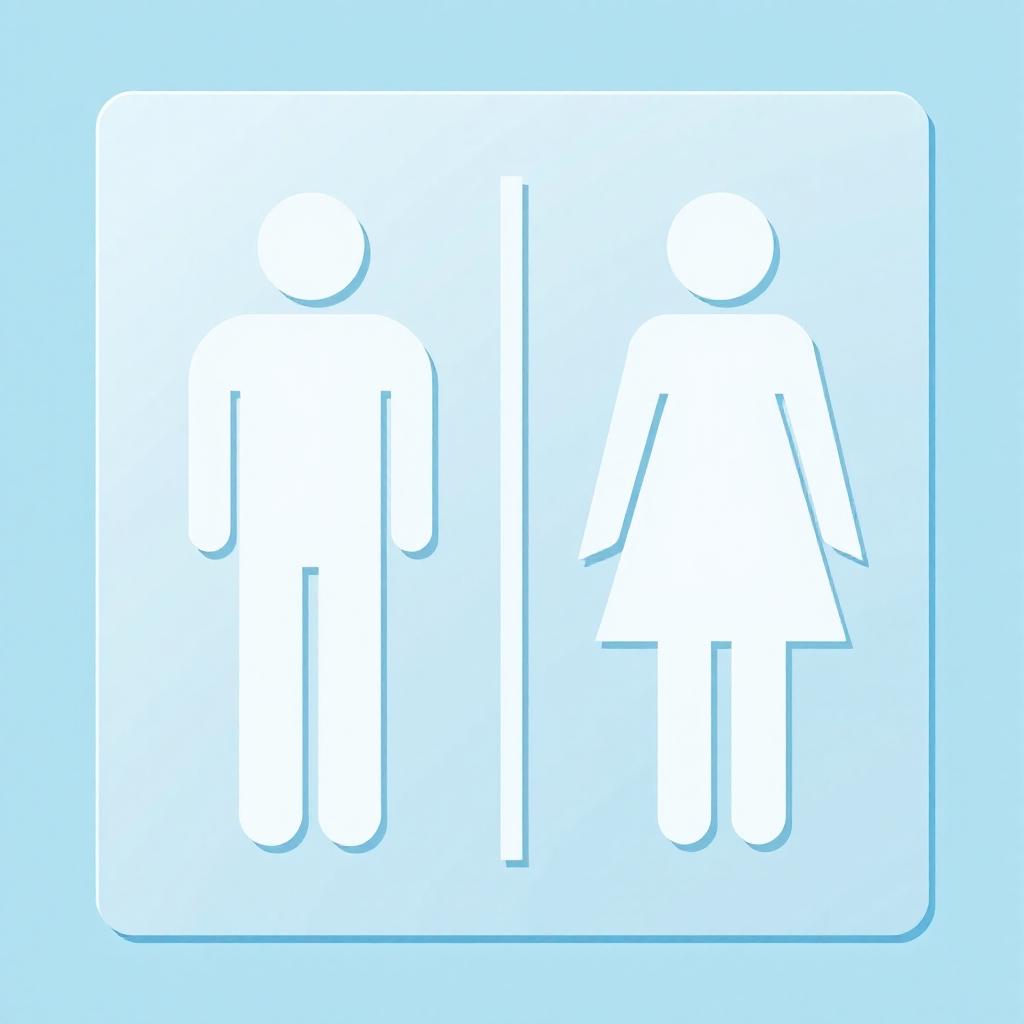 A blue restroom sign with white symbols A blue restroom sign with white symbols