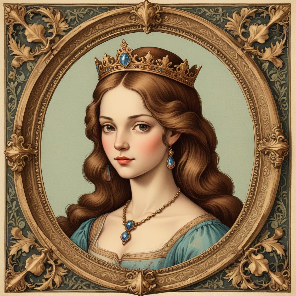 A portrait of a queen in a gold frame A portrait of a queen in a gold frame