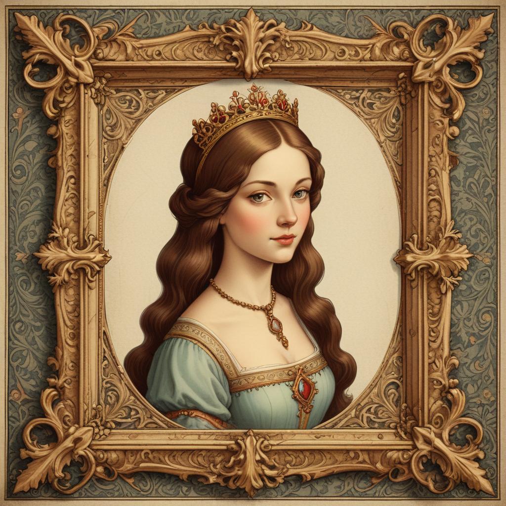 A portrait of a queen in an ornate frame A portrait of a queen in an ornate frame