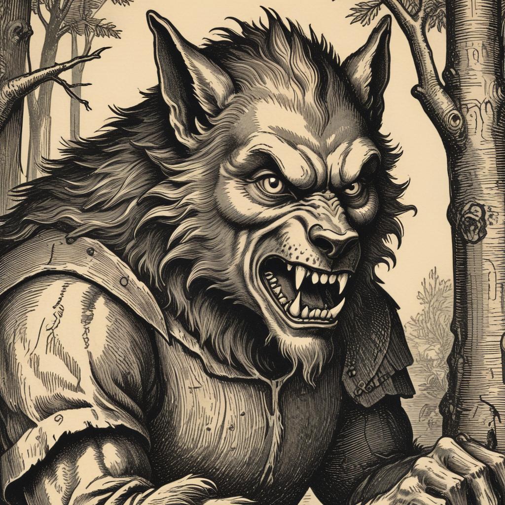 A werewolf snarls in the woods A werewolf snarls in the woods