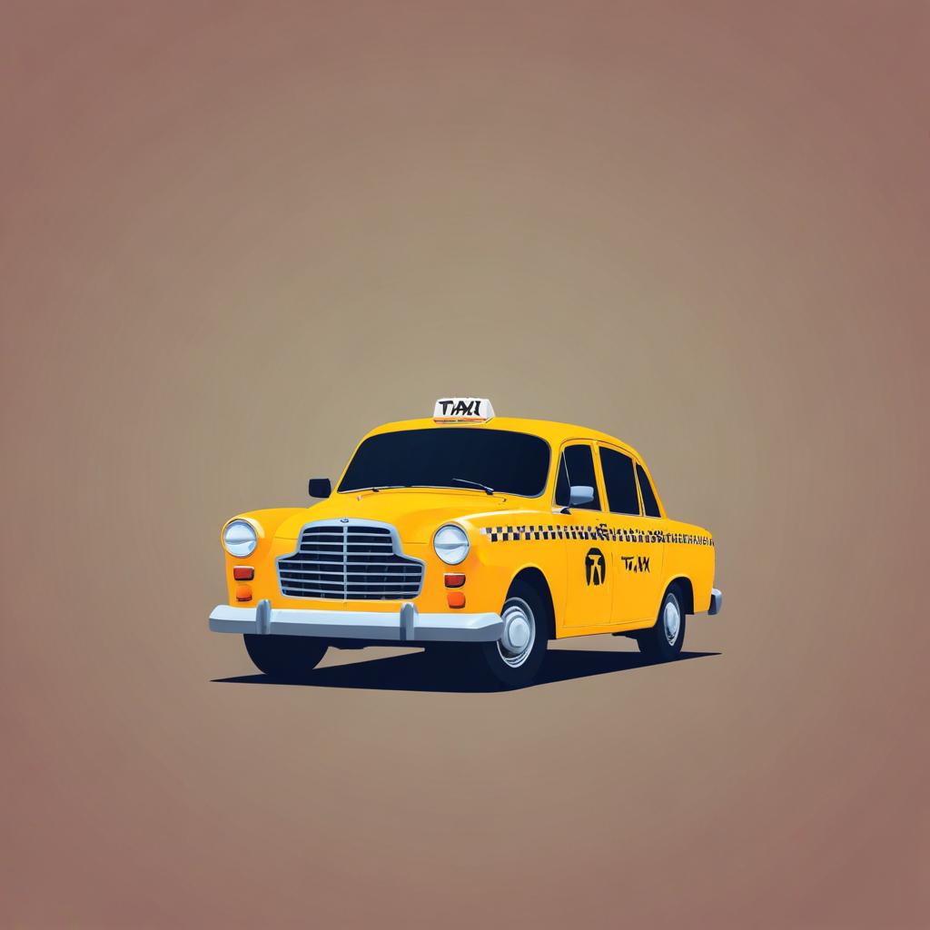 A yellow taxi is parked on a brown background A yellow taxi is parked on a brown background