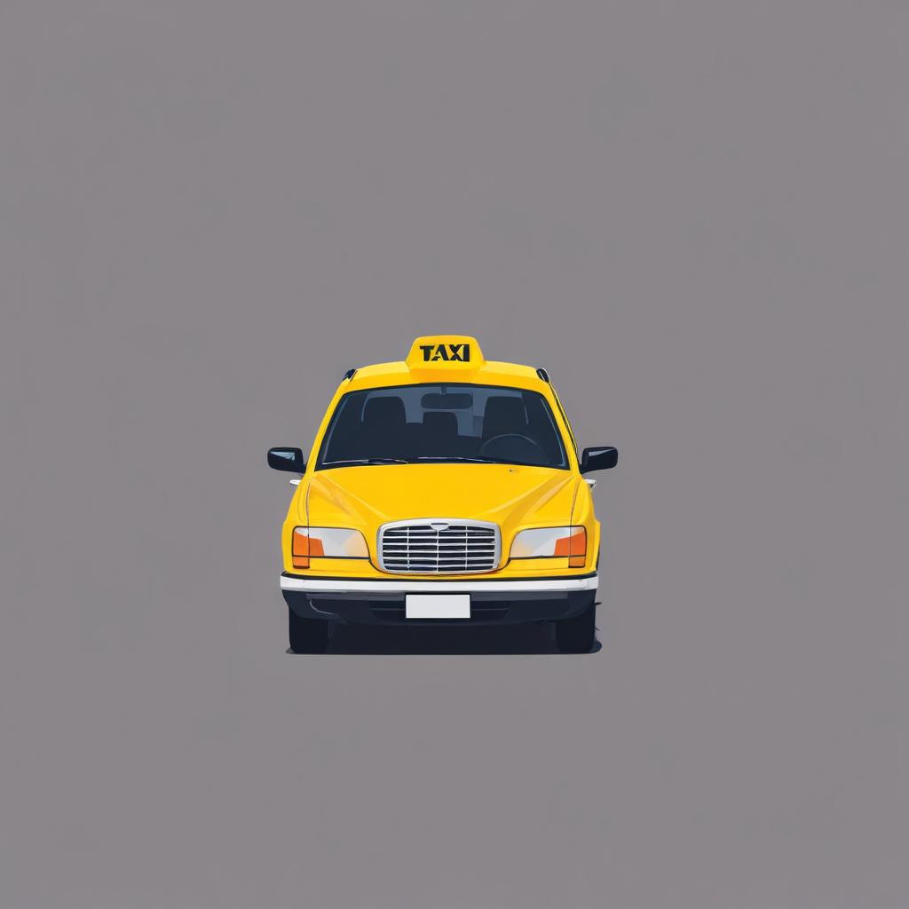 A yellow taxi is waiting on a gray background A yellow taxi is waiting on a gray background