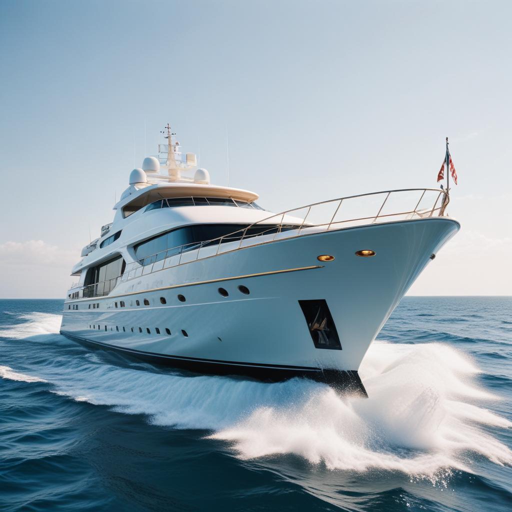 A white yacht sails through the ocean A white yacht sails through the ocean