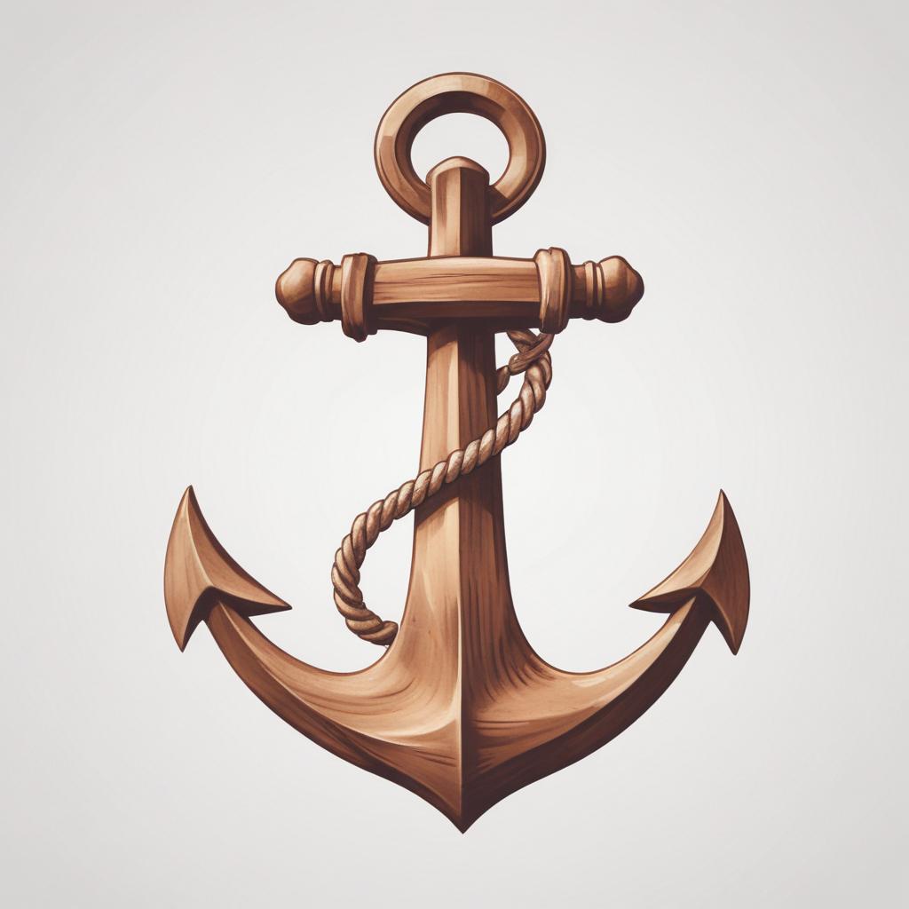 A wooden anchor with rope A wooden anchor with rope