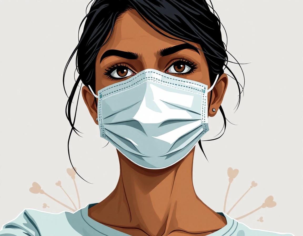 A woman wearing a face mask A woman wearing a face mask