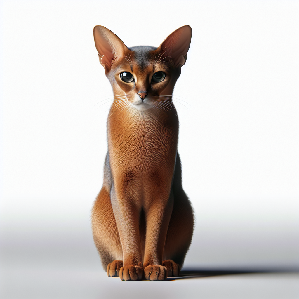 An abyssinian cat sits on a white background An abyssinian cat sits on a white background