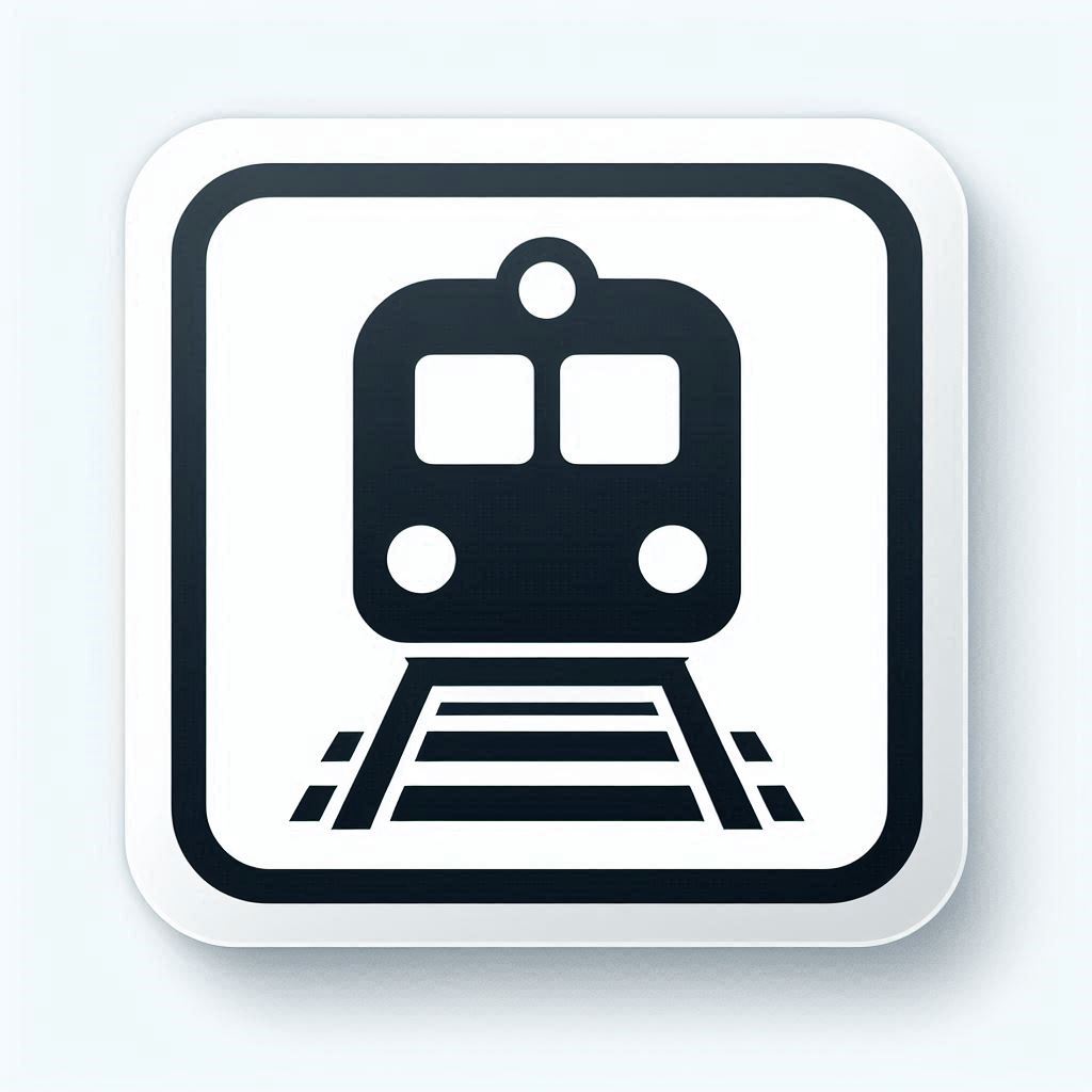 A train icon on a white background A train icon on a white background